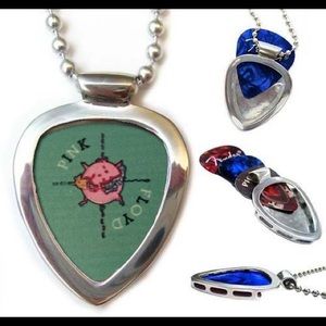Pickbay Guitar Pick Holder Necklace + Flying PIG Art Pink Floyd Picks Set NEW